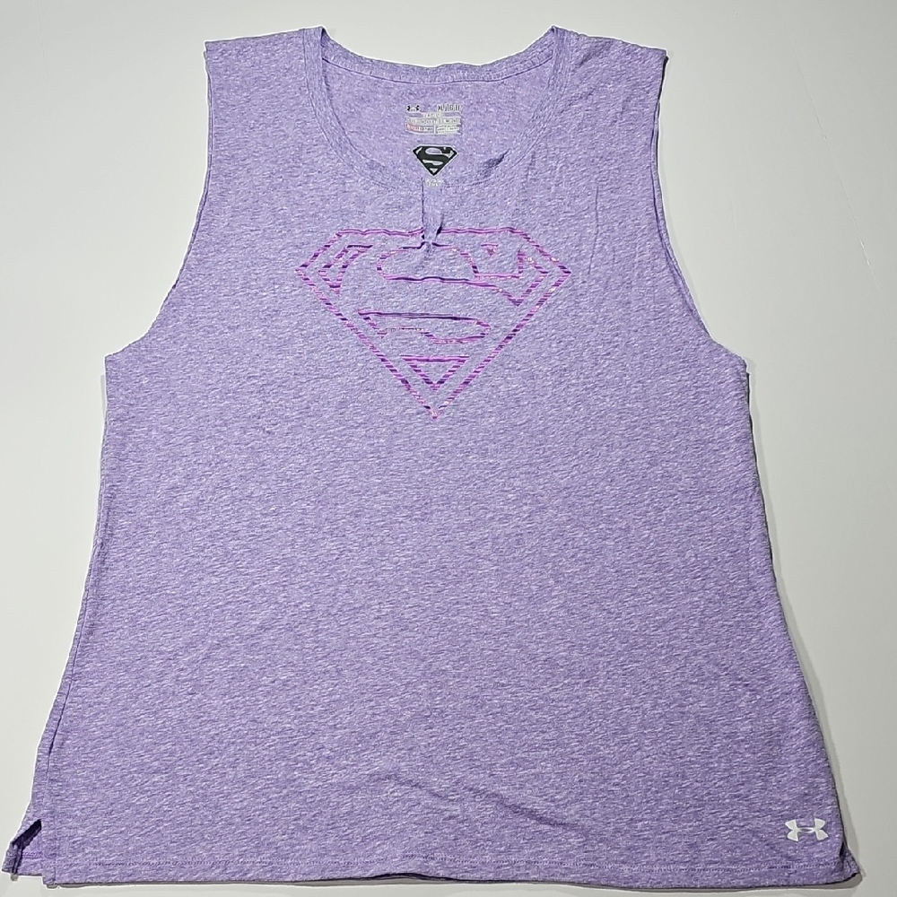 Under Armour Womens Superman Superwoman Purple Workout Tank Top